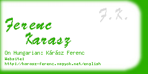 ferenc karasz business card